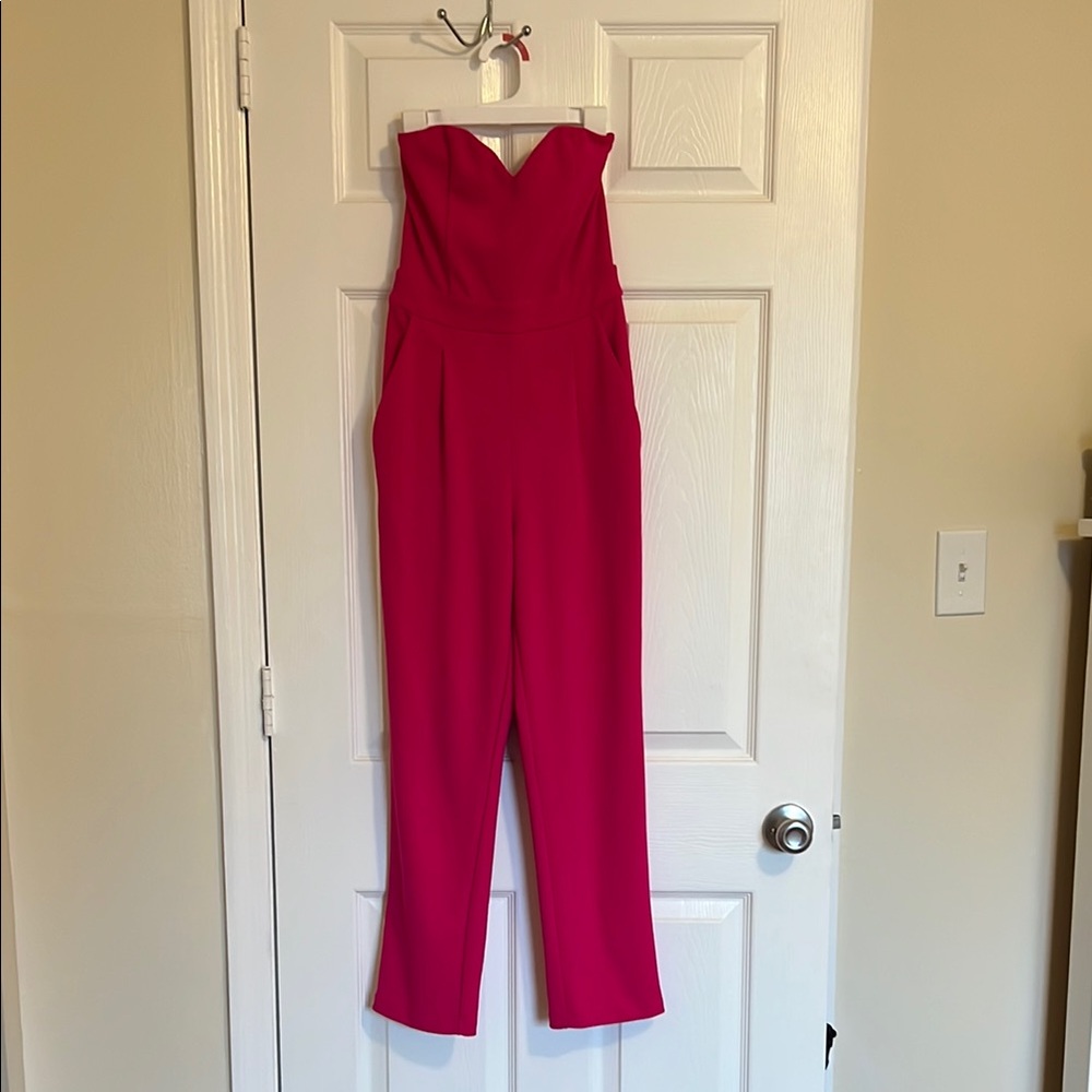 Elegant Pink Strapless Jumpsuit